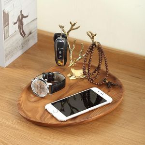 Sieradenzakken pu houten herten oorbellen ketting ring hanger armband display standaard lade houten opbergracks organisator houder houder