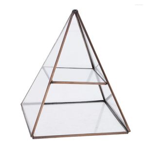 Bolsas de joyería Pirámide Caja de baratija de vidrio transparente Organizador de almacenamiento de exhibición Decoración de mesa