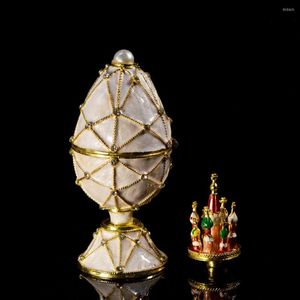 Bolsas de joyería QIFU hermoso huevo de Faberge blanco para decoración