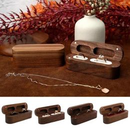 Pochettes à bijoux boîte à bagues rectangulaire en bois éponge de velours support de couverture magnétique conception à Double fente affichage à 2 fentes