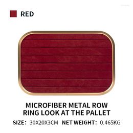 Pochettes à bijoux Plateaux d'affichage de bord d'or en microfibre en métal rouge pour bague féminine boucle d'oreille pendentif organisateurs de bijoux support plaques de vitrine