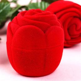 Pochettes à bijoux, boîte à bagues floquée en forme de fleur de Rose rouge, rangement créatif, proposition exquise, fournitures esthétiques pour la saint-valentin
