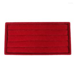 Pochettes à bijoux, présentoir de bagues en velours rouge, plateau de rangement 11 22 3cm