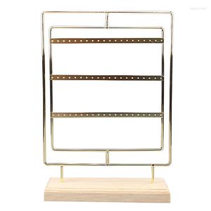 Sieradenzakken roterende metalen oorbel organizer - houten display standhouder/ 60 gaten voor hangende bengele oorbellen/ klassieke sho