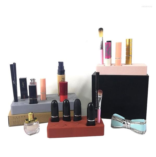 Bolsas de joyería Caja de lápiz labial de silicona Maquillaje Almacenamiento de escritorio Lápiz de cejas Soporte de exhibición cosmética