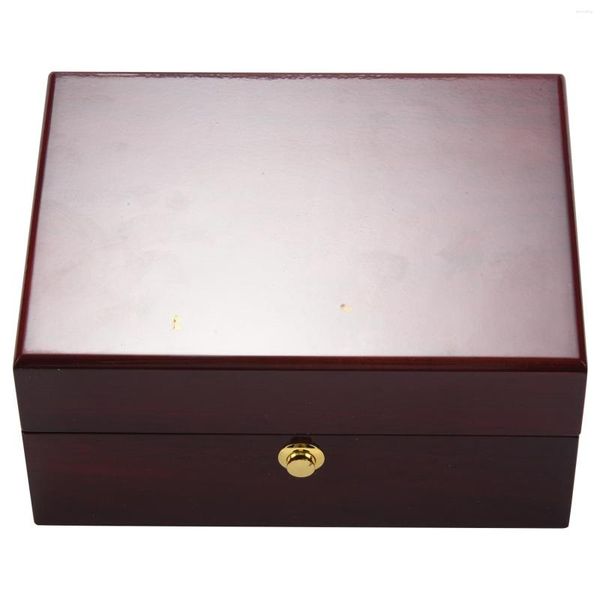 Caja de reloj individual brillante lacada de madera de tamaño de bolsas de joyería con cojín de cuero de PU