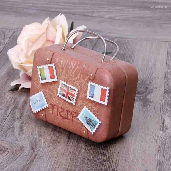 Sachets de bijoux Small Gift Candy Box Suitcase Container Mini Mariage de mariage