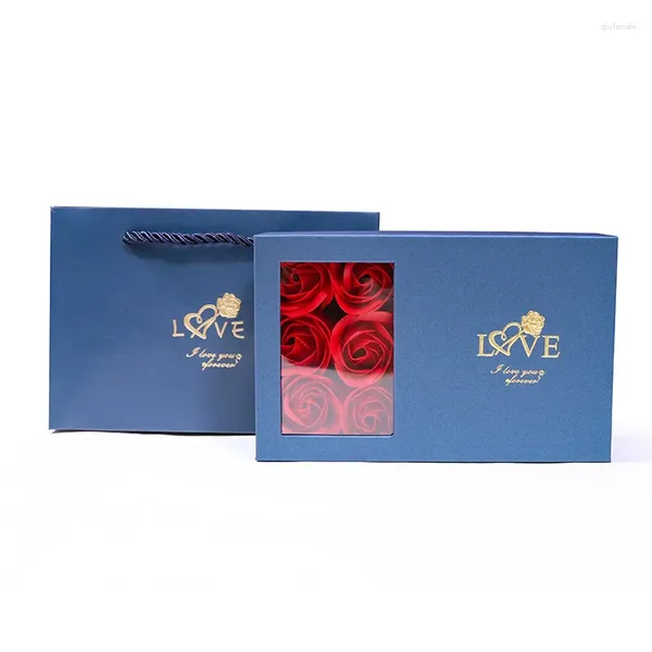 Bijoux pochettes Soap Flower Paper Boîtes-cadeaux éternels Rose Birthday's Valentin's Package Romantic Not Inclus