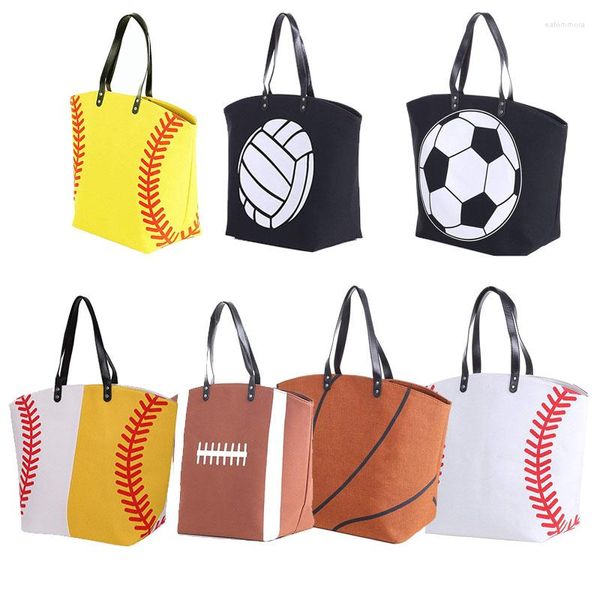Bolsas de joyería Fútbol Baloncesto Fútbol Softbol Béisbol Embalaje Espacios en blanco Niños Lona de algodón Bolsas deportivas Bolsa de mano