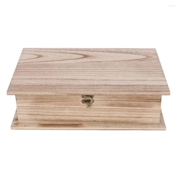 Bolsas para joyas Cajas de madera maciza con cierre de tapa Caja de baratijas Cofre de almacenamiento - Decorar cinta de pintura