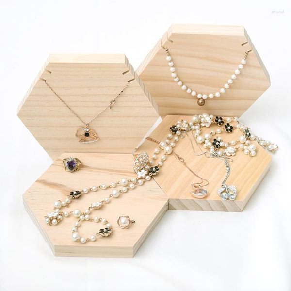 Pochettes à bijoux pendentif en bois massif collier présentoir anneau boucles d'oreilles blocs