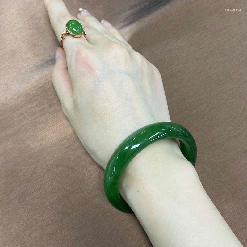 Jewelry Pouches Spinach Green An Jade Bracelet Jasper Female Blue Sea Material Clear Water Flat Young Girl Princess