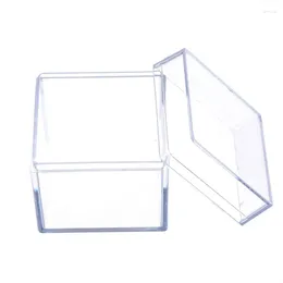 Pochettes à bijoux carrées transparentes, boîte de rangement de perles en plastique pour stocker des produits de beauté, accessoires et autres articles 4XBF