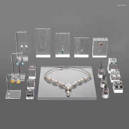 Sieraden Zakjes Stijl Pak Helder Acryl Cosmetica Display Houder Pad Pografie Rekwisieten Rek Ornamenten Ring Ketting Oorbel Stand