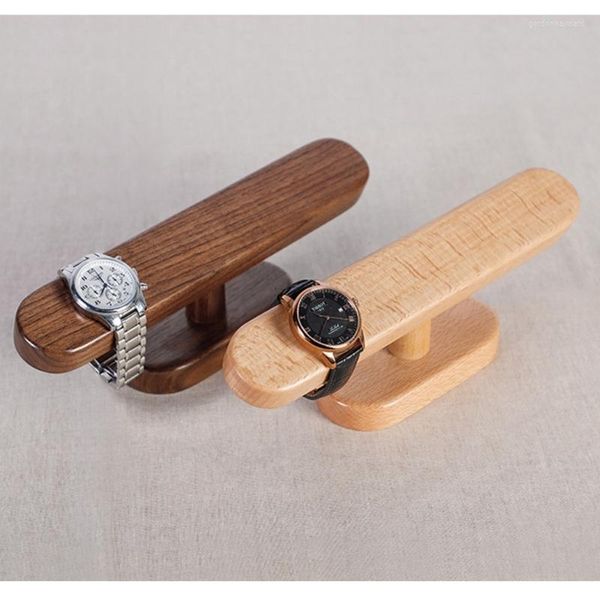 Bolsas de joyería t-bar soporte de exhibición de reloj soporte organizador para pulsera organizador de mesa de madera maciza-estuche hogar Dropship