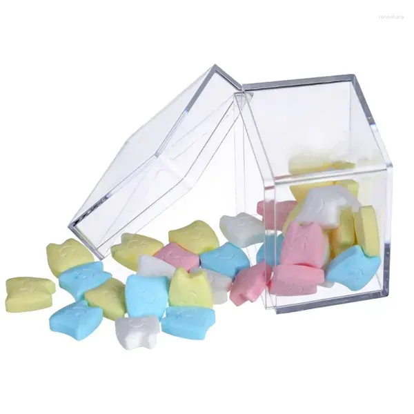 Sachets de bijoux Boîte en plastique transparent 5 Side Cube Small Mini Party Gift Wedding Candy Affichage