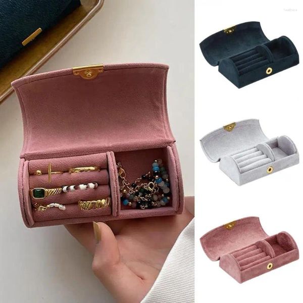 Pochettes à bijoux Boîte de rangement de voyage Portable Bouton élégant Grande capacité Boucle d'oreille Collier Bracelet Bague Organisateur Titulaire Conteneur Cas