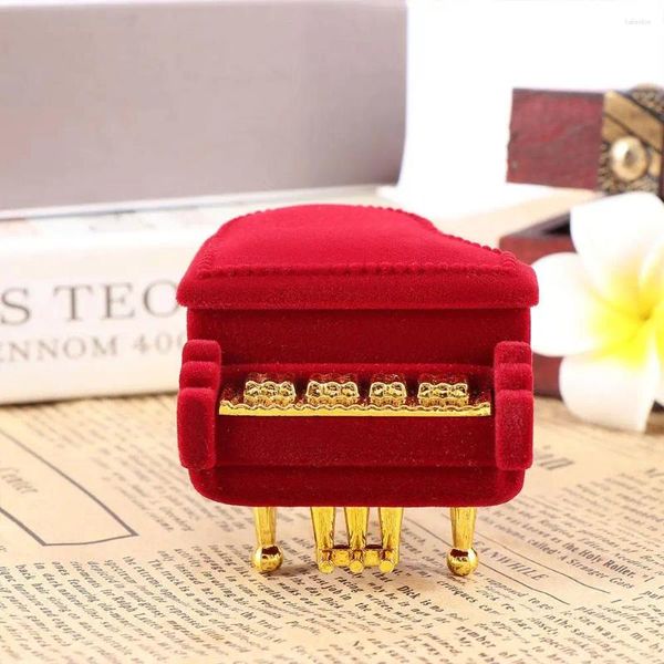 Pochettes à bijoux trésor boucle d'oreille pendentif boîte de rangement coffret cadeau bague velours Piano