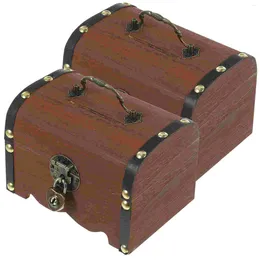 Bijoux Sachets Treasure Lock Vintage Container Wood Piggy Bank Creative Articles Pirate Pirate