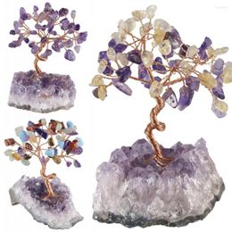 Sieradenzakken Tumbelluwa Crystal Money Tree natuurlijke amethist clusterbasis bonsai beeldje voor rijkdom en geluk Home Decor 3.5-4.7 "