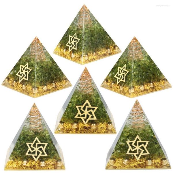 Pochettes à bijoux TUMBEELLUWA Healing Stone Orgone Pyramid avec Gold Color Satellite Shield Orgonite Energy Generator Résine Cristal Décor