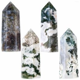 Sachets de bijoux TUMBEELLUWA HEXGONNEL MOSS AGATE PORTIE PRIME PRIME PRIME WAND REIKI GENERE GEMERIE 6 Tour à facette pour la méditation Chakra