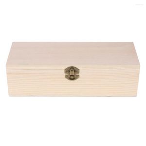 Sieradenzakjes onafgewerkte rechthoek ongeverfd houten kist opbergkist schatkoffer voor doe-het-zelf