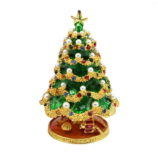 Bolsas de joyería Escultura única del ornamento de la caja de la baratija del árbol de navidad para la decoración casera