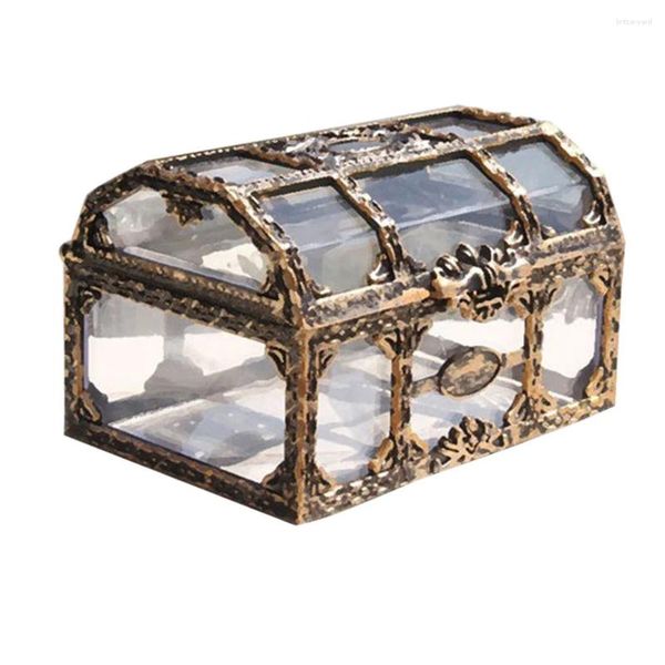 Bolsas de joyería Caja de tesoro de pirata transparente de plástico único Organizador de almacenamiento de gemas de cristal Cofre para baratija