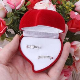 Sieradenzakjes Valentijnsdag Cadeau Rode Roos Hart Ring Box Voorstel Huwelijksceremonie Voor Case Drop