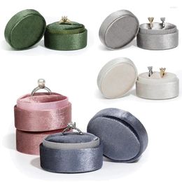 Pochettes à bijoux en velours, double anneau ovale, support de boîte rose pour organisateur de boucles d'oreilles, rangement de cérémonie de mariage, présentoir de fiançailles