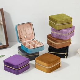 Pochettes à bijoux en velours, boîte et emballage portables, rangement de bagues et boucles d'oreilles en cuir haut de gamme