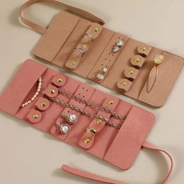 Pochettes à bijoux, étui polyvalent, boîte de rangement Portable en rouleau pour colliers/boucles d'oreilles/bagues/Bracelet/montre, sacs de voyage