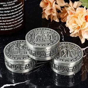 Sieradenzakjes Vintage Oude Egyptische Metalen Doos Ronde Trinket Organizer Opslag Decoratief Voor Oorbel Ring