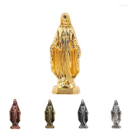 Pochettes à bijoux Vintage Vierge Marie Modèle En Métal Statue Prière Religieuse Pasteable Miniatures Figurines Base Décorations De Voiture Famille Maison