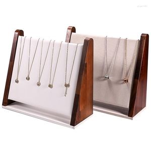 Bolsas de joyería de madera de nuez Cabecillo de estante de estante de collar