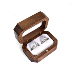 Sieraden zakjes Walnoot houten ringdoos voor CASE Retro rustieke bruiloft houder