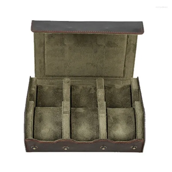 Bolsas de joyas reloj mordazadores de viaje PU Caja de almacenamiento de cuero Portable 6 tragamonedas Relojes
