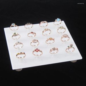 Sieraden Pouches Wit Acryl Kristal Vierkant 16 Ring Display Stand Organizer Case Houder Lade Showcase Rack Pography Props