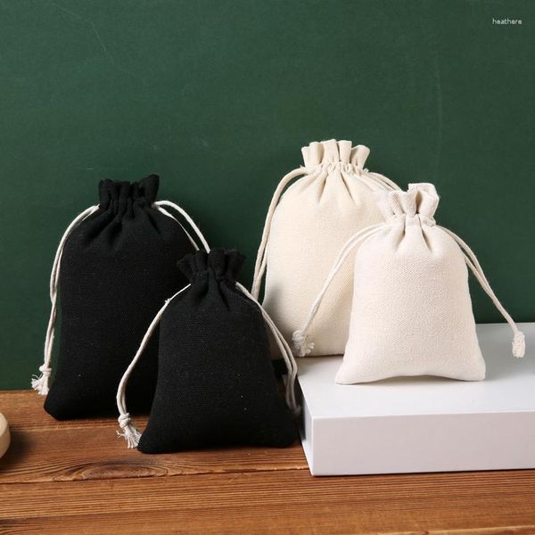 Bolsas de joyería al por mayor 10 unids/lote bolsas de lona natural embalaje de almacenamiento de pulsera bolsa de regalo de caramelo con cordón grueso