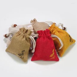 Bolsas de joyería al por mayor, 10 unids/lote, bolsa de almacenamiento de lino y algodón, paquete de Color puro para collar/pulsera/pendientes, caja de regalo