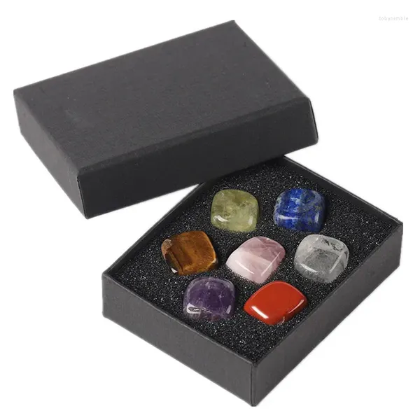 Pochettes à bijoux en gros Naturel 7 Chakra Tumbled Stone Fortune Box Gemstone Rock Minéral Irrégulier Reiki Cristal Polonais Méditation