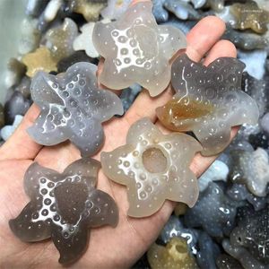 Pochettes à bijoux en gros pierre naturelle Agate cristal grotte sculpture étoile de mer étoile à cinq branches 2 pouces artisanat ponctuel.