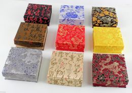 Bolsas de joyería, venta al por mayor, 10 Uds., cajas de brazalete de madera de seda Vintage hechas a mano chinas