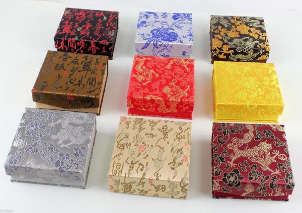 Pochettes à bijoux Wholesale10PCS Chinese Handmade Vintage Silk wood Bracelet Bangle Boxes