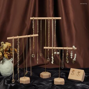 Pochettes à bijoux porte-colliers en bois et métal supports chaîne boucle d'oreille organisateur bijoux affichage Baacelet étui suspendu