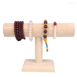 Jewelry Pouches Wood Bracelet Display Rack Cases Chain Watch T-Bar Organizer Hard Stand Holder