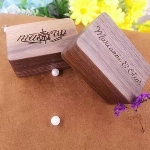 Sieraden zakjes hout aangepaste bruiloft valentijn walnoot voorstel verlovingsringhouder doos verpakking oorbel opslagboxen kasten