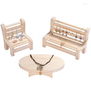 Sieraden zakjes houten display rekwisieten ketting hanger showcase kruk ornamenten oorbellen ringstandaard stand zonnebril opslag ronde tafel