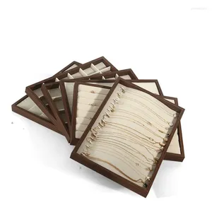 Pochettes à bijoux, plateau plat en bois, organisateur de tiroir empilable multifonctionnel, support de vitrine pour bracelets/montres/boucles d'oreilles